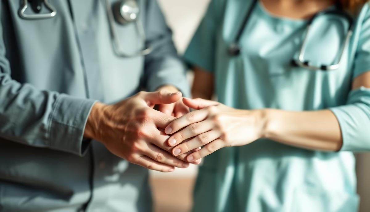 Stretta di mano rassicurante tra medico e paziente durante una visita